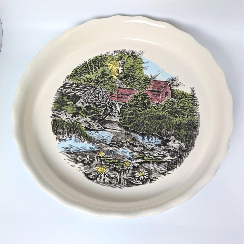 Vintage Johnson Bros England Ironstone Friendly Village Fluted Pie Plate